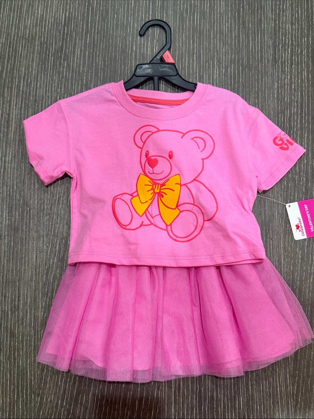 NWT Size 2T Way to Celebrate Pink Teddy Bear Tutu skirt set